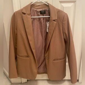 Tahari brand faux leather small toffee colored blazer